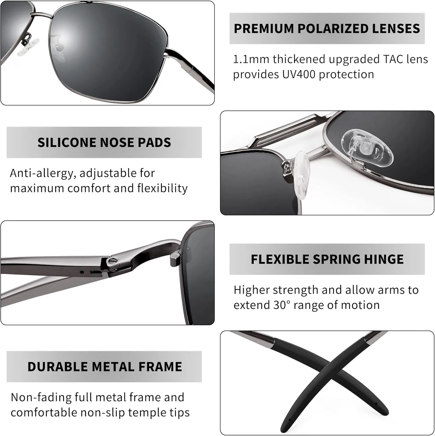 URUMQI Polarized Aviator Sunglasses for Men Women,UV400 Protection Lens, Ultra Lightweight Pilot Sun Glasses for Driving Golf