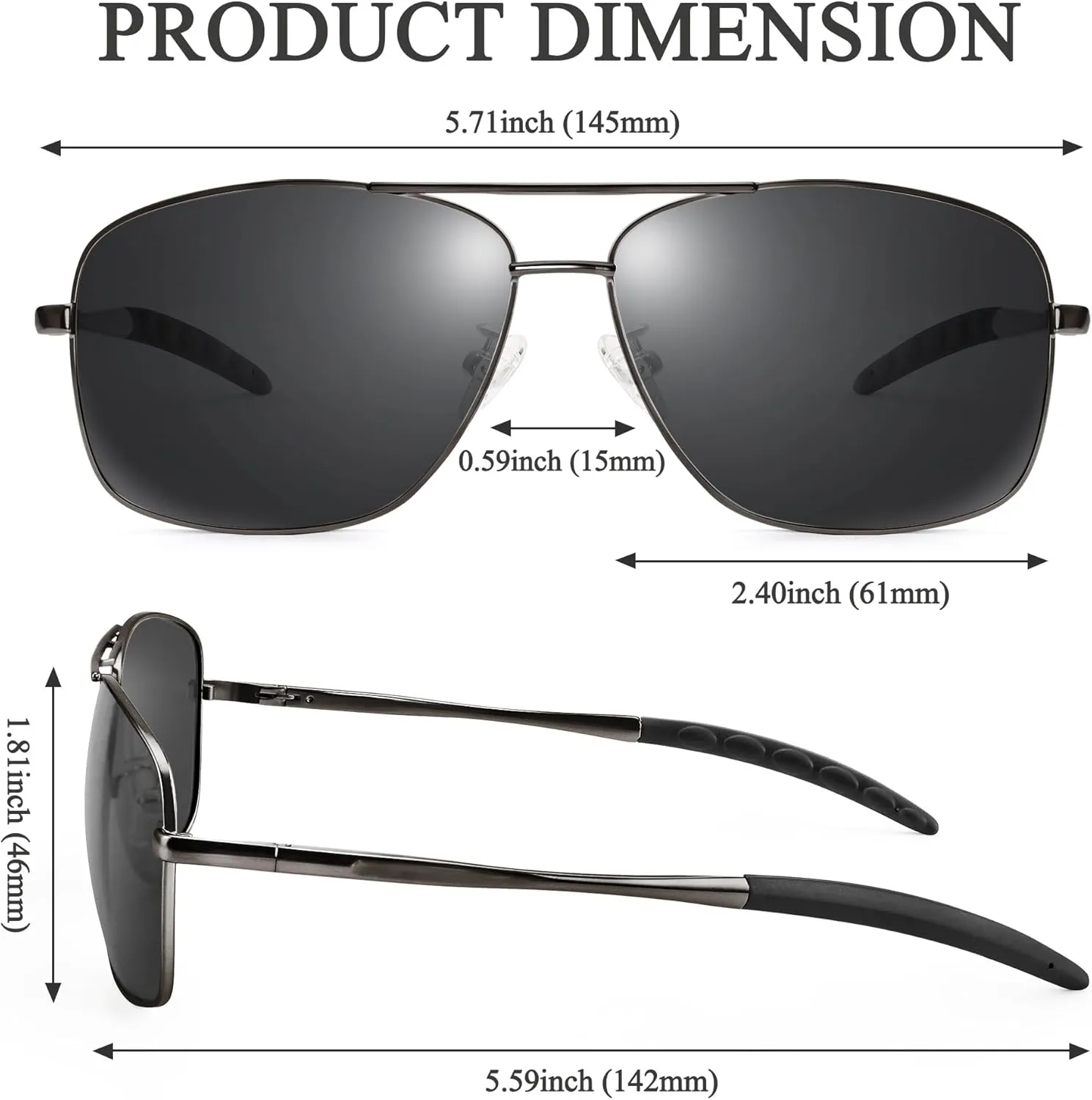 URUMQI Polarized Aviator Sunglasses for Men Women,UV400 Protection Lens, Ultra Lightweight Pilot Sun Glasses for Driving Golf