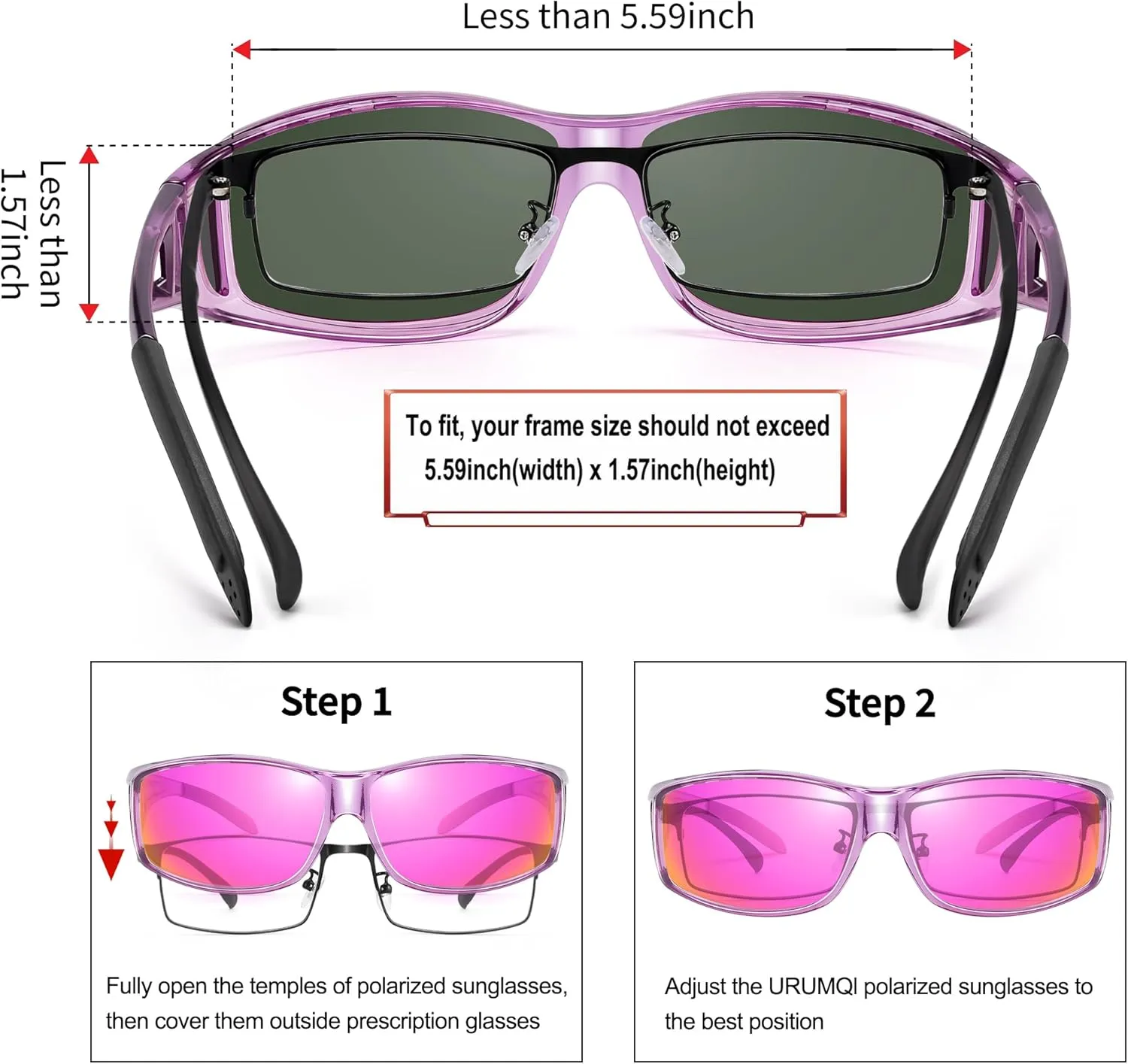 URUMQI Polarized Sunglasses Fit Over Glasses for Men Women, Wrap-around Driving Sunglasses 100% UV Protection