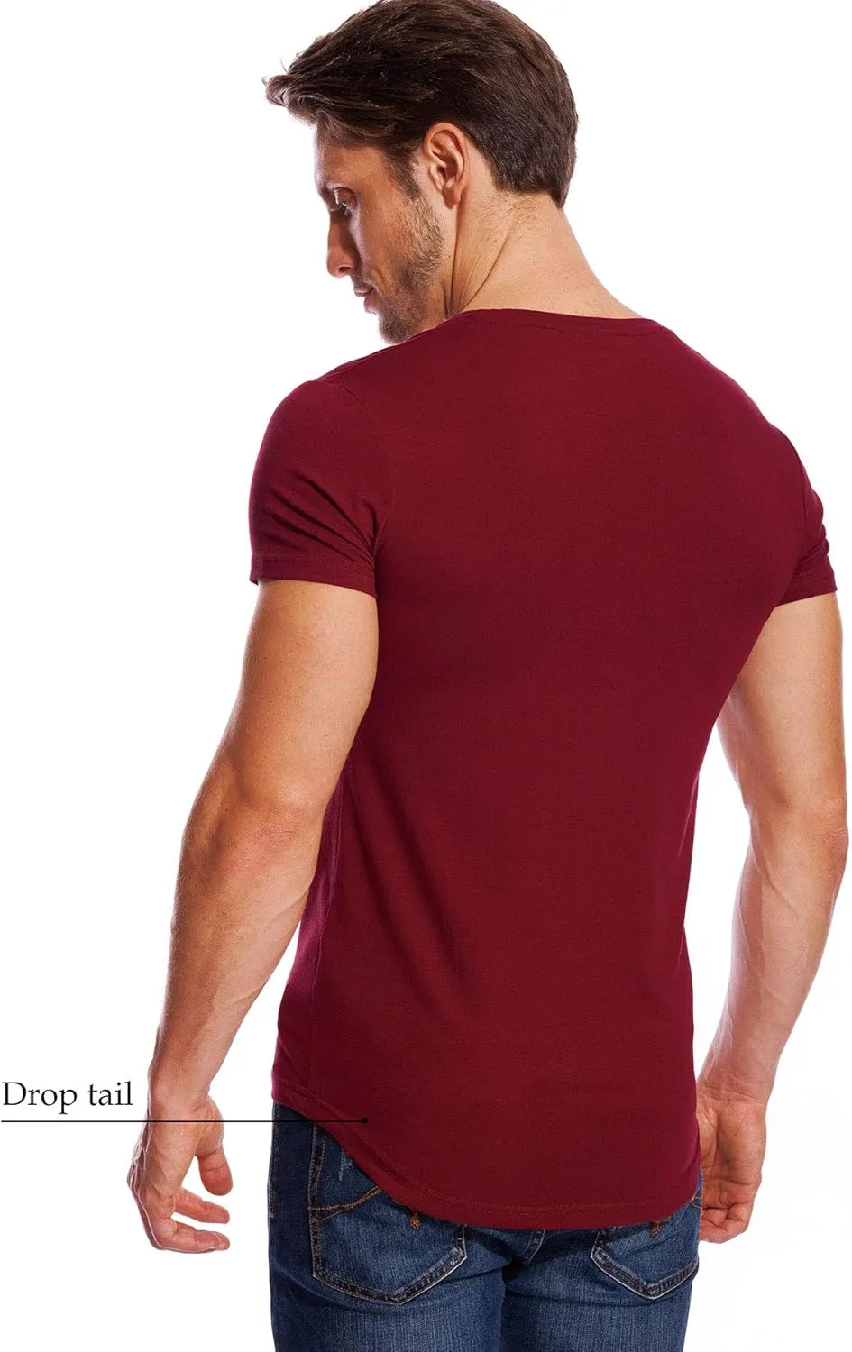 V Neck T Shirts Men Deep V Neck Tee Muscle Slim Fit Low Cut Stretch Tshirt