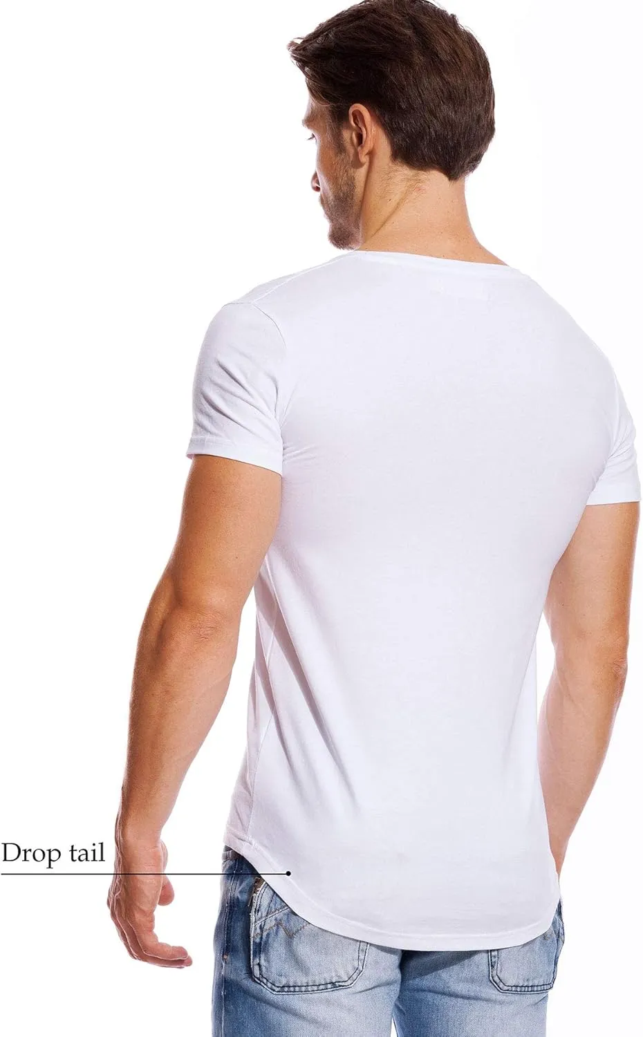 V Neck T Shirts Men Deep V Neck Tee Muscle Slim Fit Low Cut Stretch Tshirt