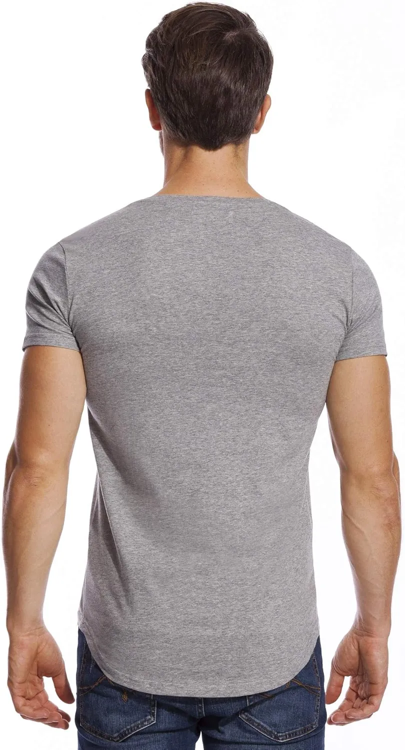 V Neck T Shirts Men Deep V Neck Tee Muscle Slim Fit Low Cut Stretch Tshirt