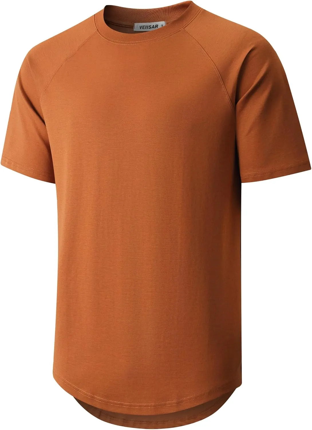 VEIISAR Men's Hipster Hip hop longline Crewneck T-Shirts - Mens Premium Cotton Raglan Sleeve T Shirts Open Hem S - 3XL