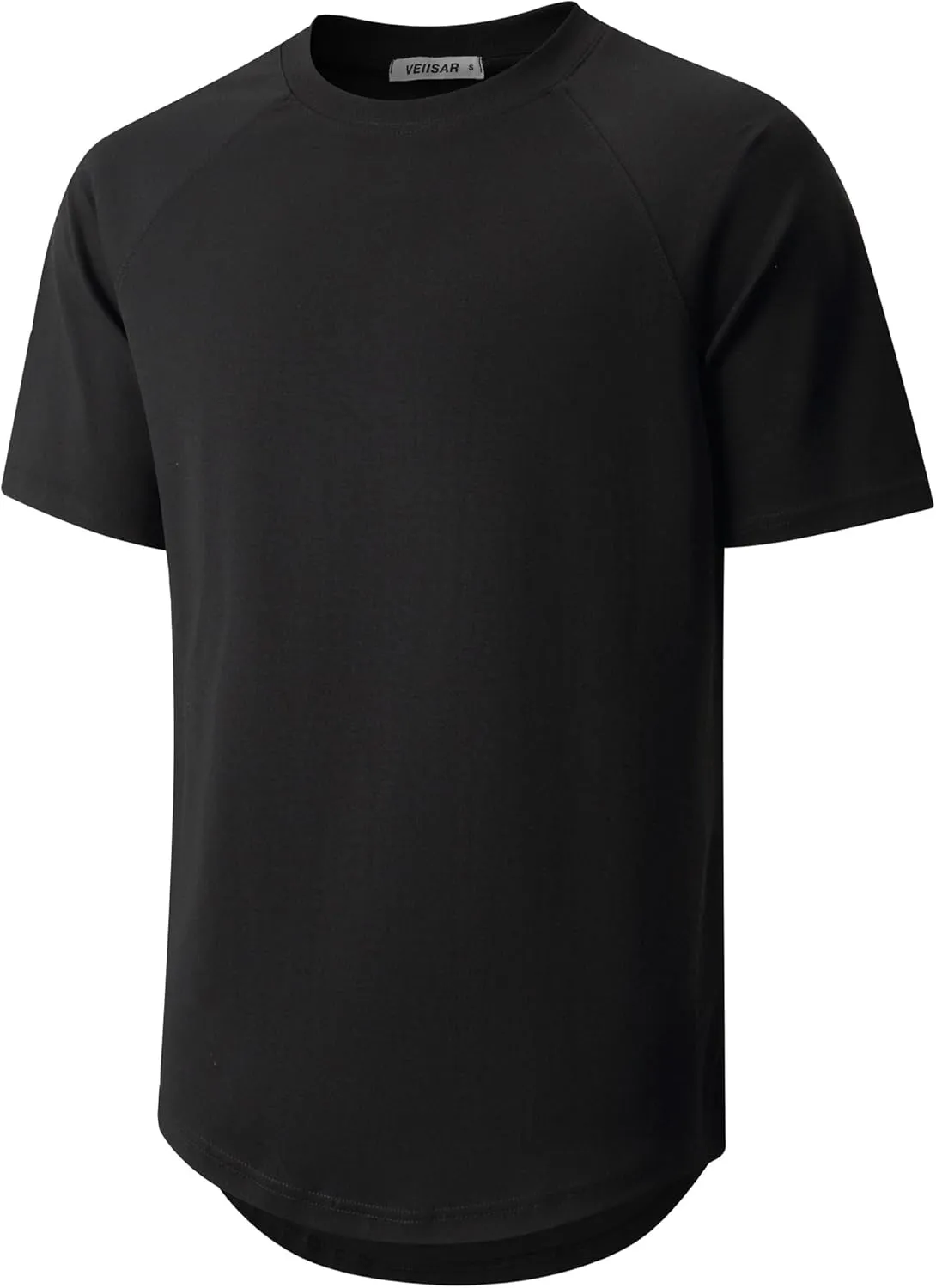 VEIISAR Men's Hipster Hip hop longline Crewneck T-Shirts - Mens Premium Cotton Raglan Sleeve T Shirts Open Hem S - 3XL