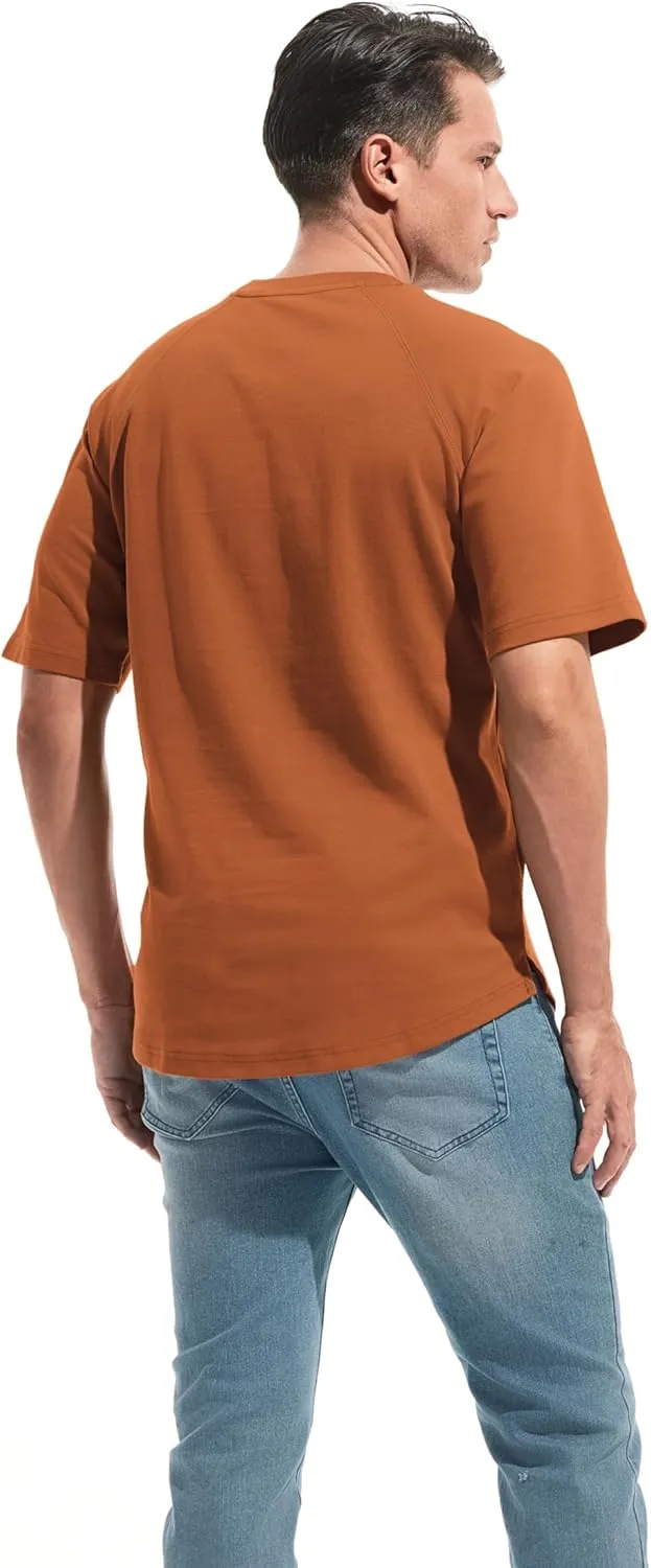VEIISAR Men's Hipster Hip hop longline Crewneck T-Shirts - Mens Premium Cotton Raglan Sleeve T Shirts Open Hem S - 3XL