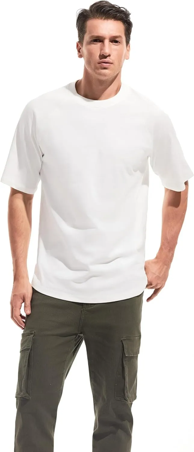 VEIISAR Men's Hipster Hip hop longline Crewneck T-Shirts - Mens Premium Cotton Raglan Sleeve T Shirts Open Hem S - 3XL
