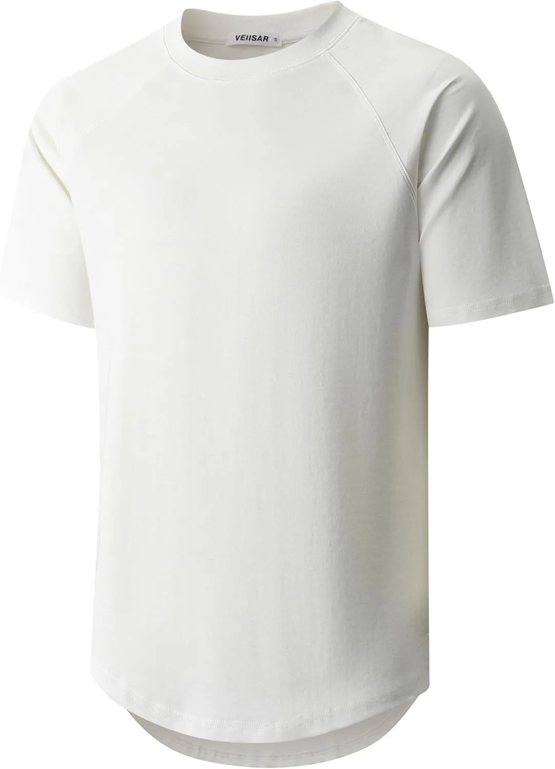VEIISAR Men's Hipster Hip hop longline Crewneck T-Shirts - Mens Premium Cotton Raglan Sleeve T Shirts Open Hem S - 3XL