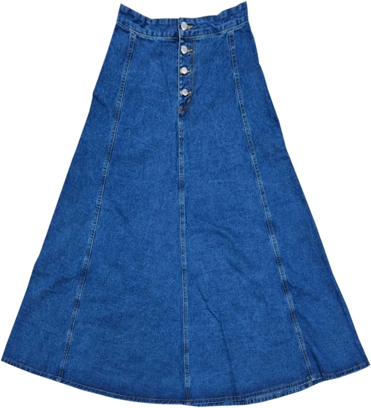 Vintage A Line Denim Skirt for Women Retro Button Front Flare Skirt Stylish Midi Plaid Mini Skirts