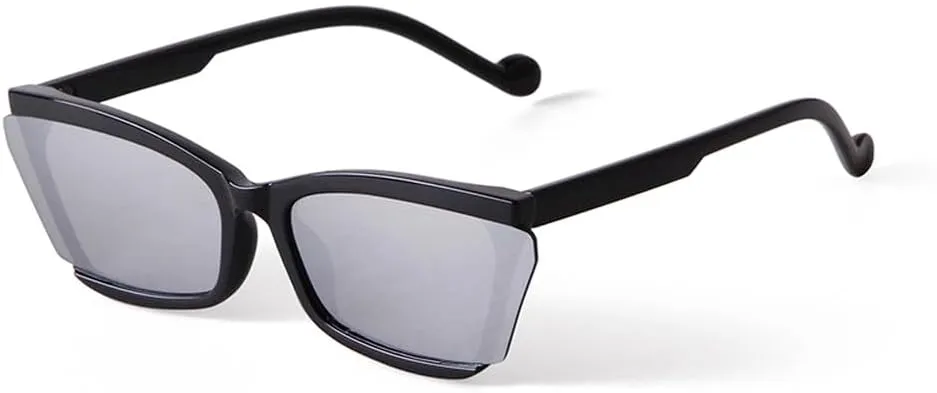 Vintage Mirrored Cat Eye Sunglasses Women Men Trendy Half Frame White Sun Glasses