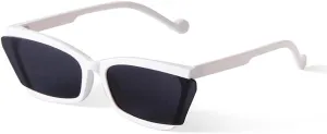 Vintage Mirrored Cat Eye Sunglasses Women Men Trendy Half Frame White Sun Glasses