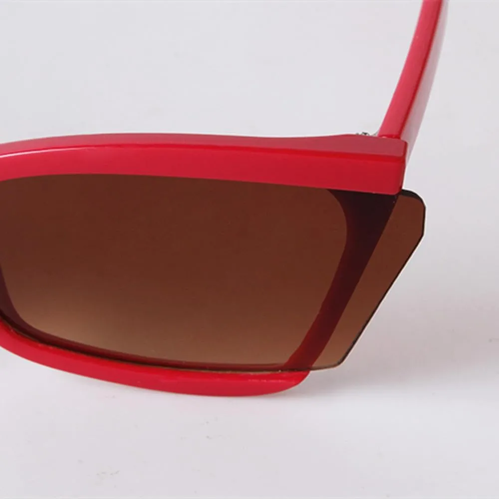 Vintage Mirrored Cat Eye Sunglasses Women Men Trendy Half Frame White Sun Glasses
