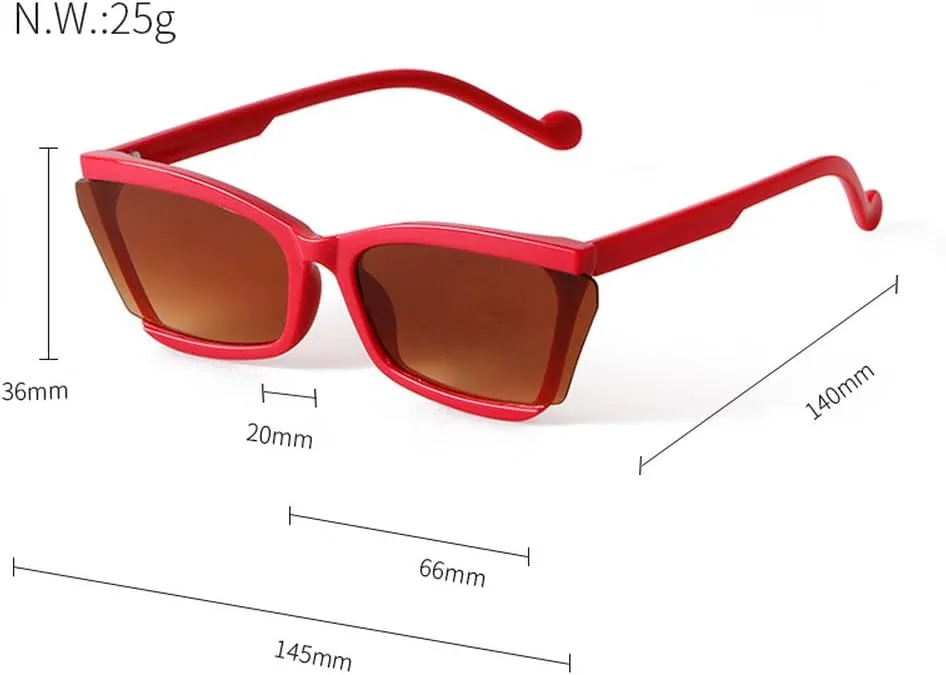 Vintage Mirrored Cat Eye Sunglasses Women Men Trendy Half Frame White Sun Glasses