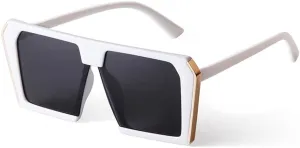 Vintage Oversized Sunglasses Women Men Retro Metal Edges Purple Mirrored Sun Glasses
