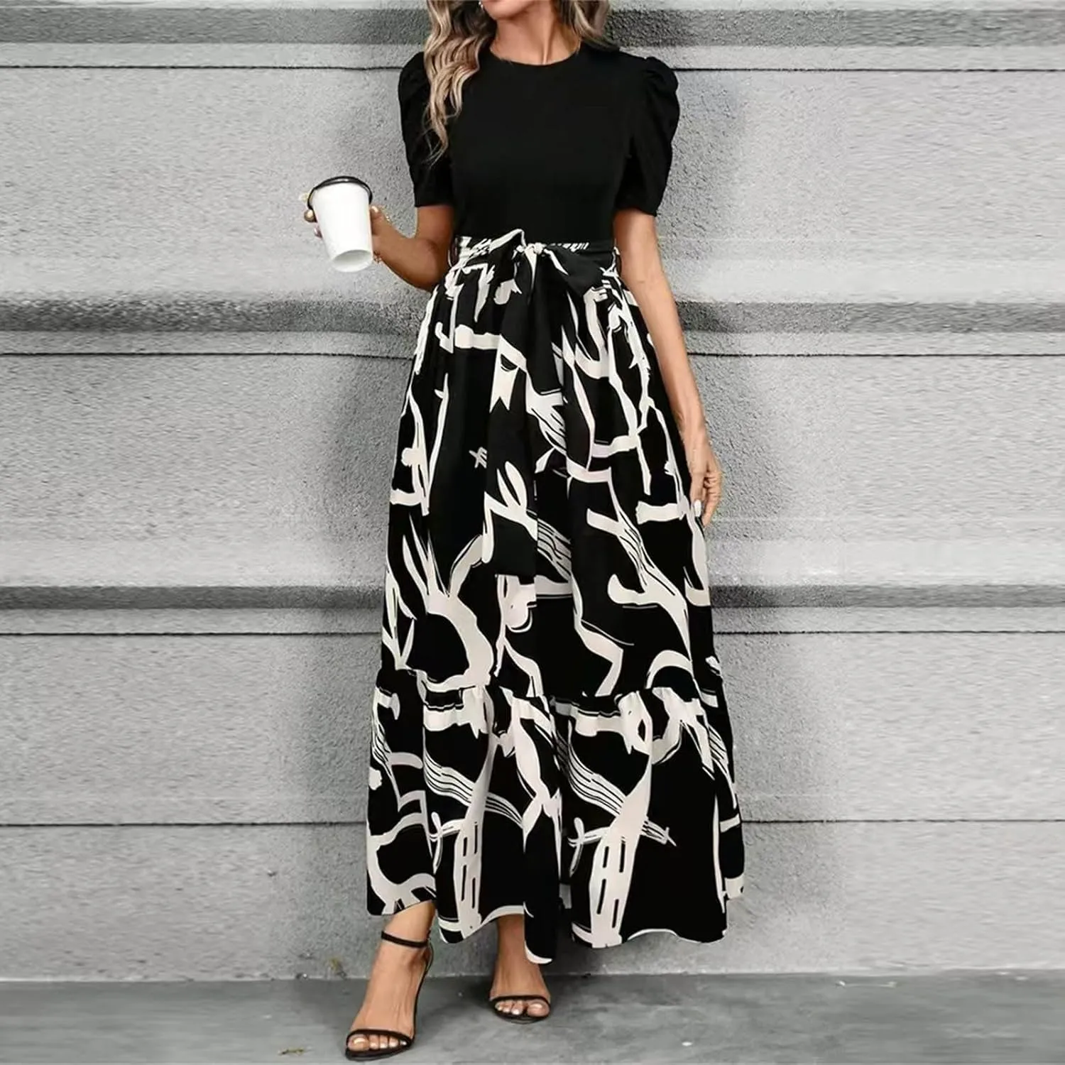 Wedding Guest Dresses for Women, Womens Easter Dresses Plus Size Formal Patchwork Spring Summer Dress 2025
