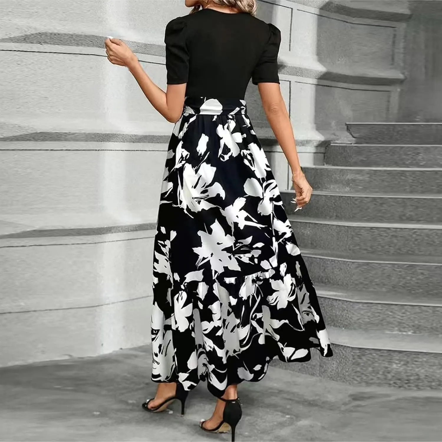 Wedding Guest Dresses for Women, Womens Easter Dresses Plus Size Formal Patchwork Spring Summer Dress 2025