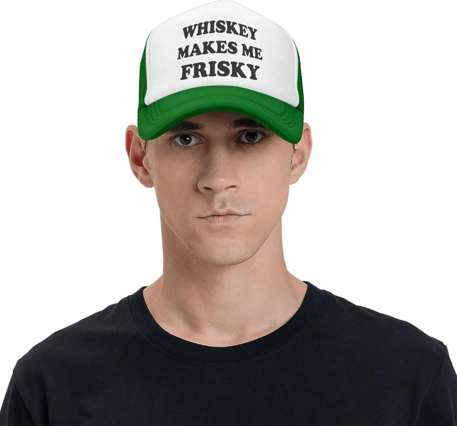 Whiskey-Makes-Me-Frisky Trucker Hat Funny Hats Men Women Adult Dirty Humor Vintage Snapback Baseball Cap