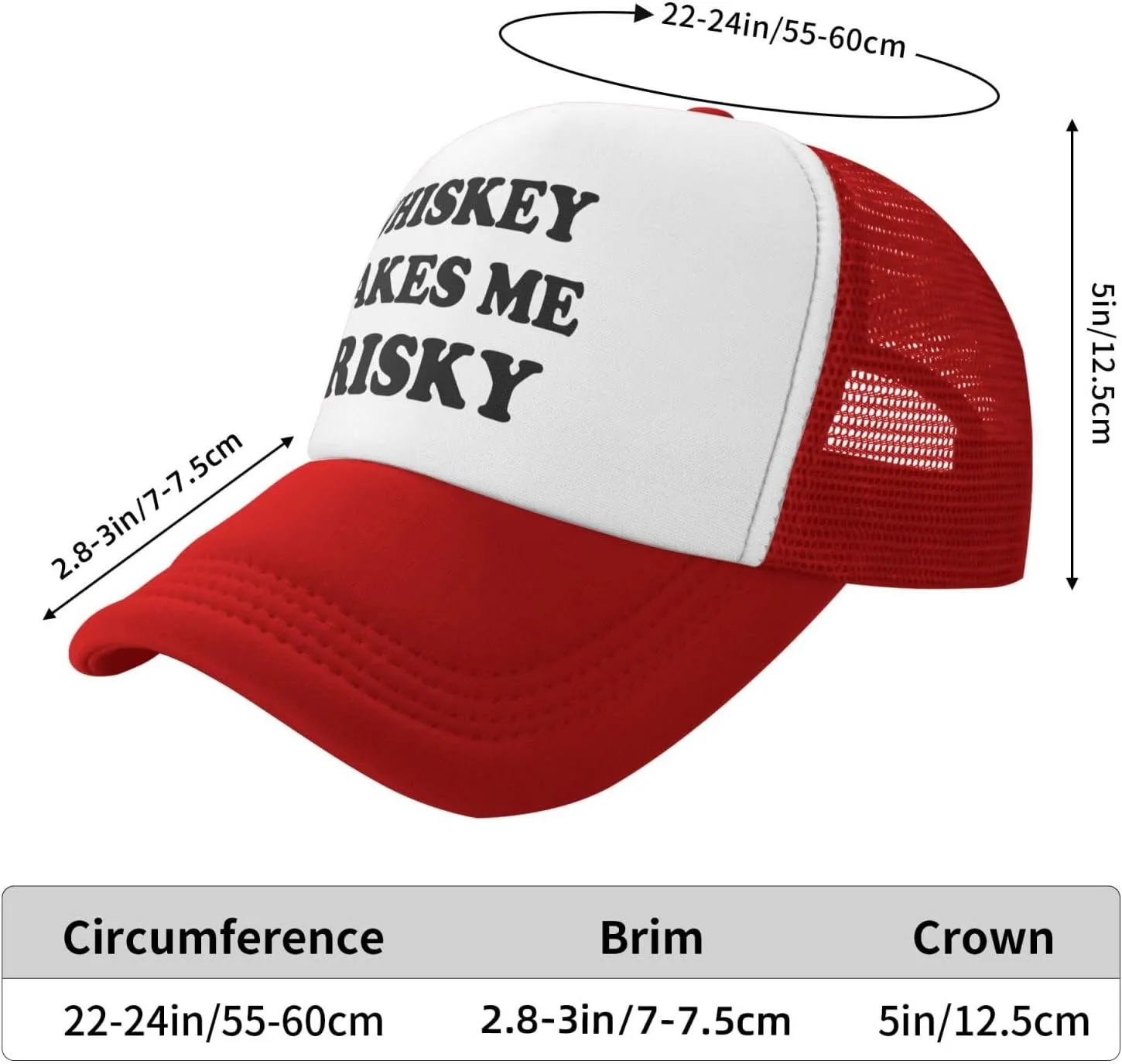 Whiskey-Makes-Me-Frisky Trucker Hat Funny Hats Men Women Adult Dirty Humor Vintage Snapback Baseball Cap