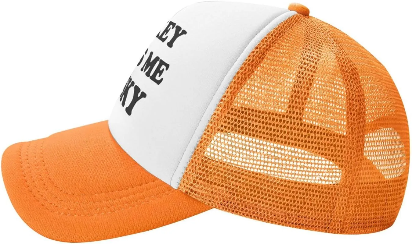Whiskey-Makes-Me-Frisky Trucker Hat Funny Hats Men Women Adult Dirty Humor Vintage Snapback Baseball Cap