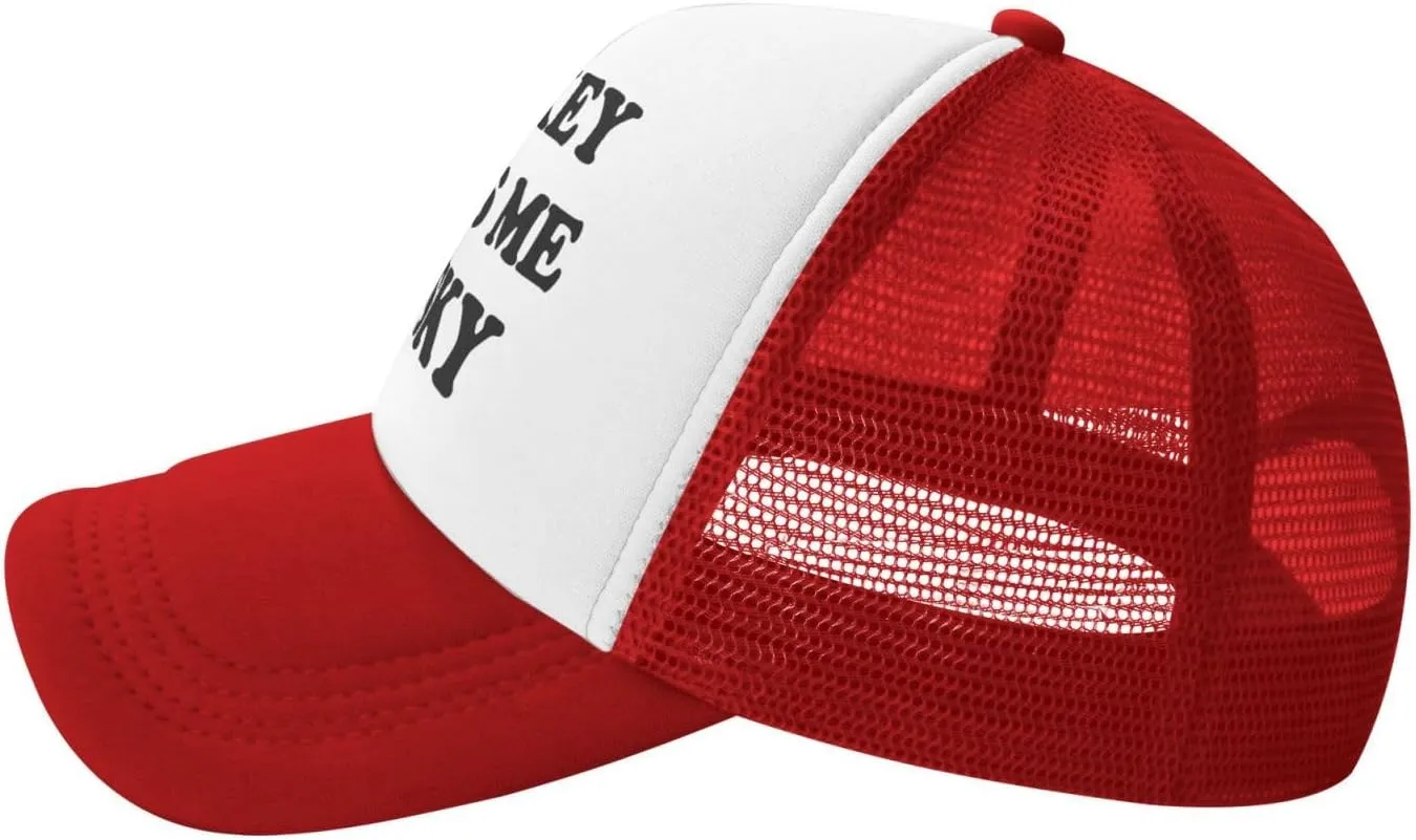 Whiskey-Makes-Me-Frisky Trucker Hat Funny Hats Men Women Adult Dirty Humor Vintage Snapback Baseball Cap