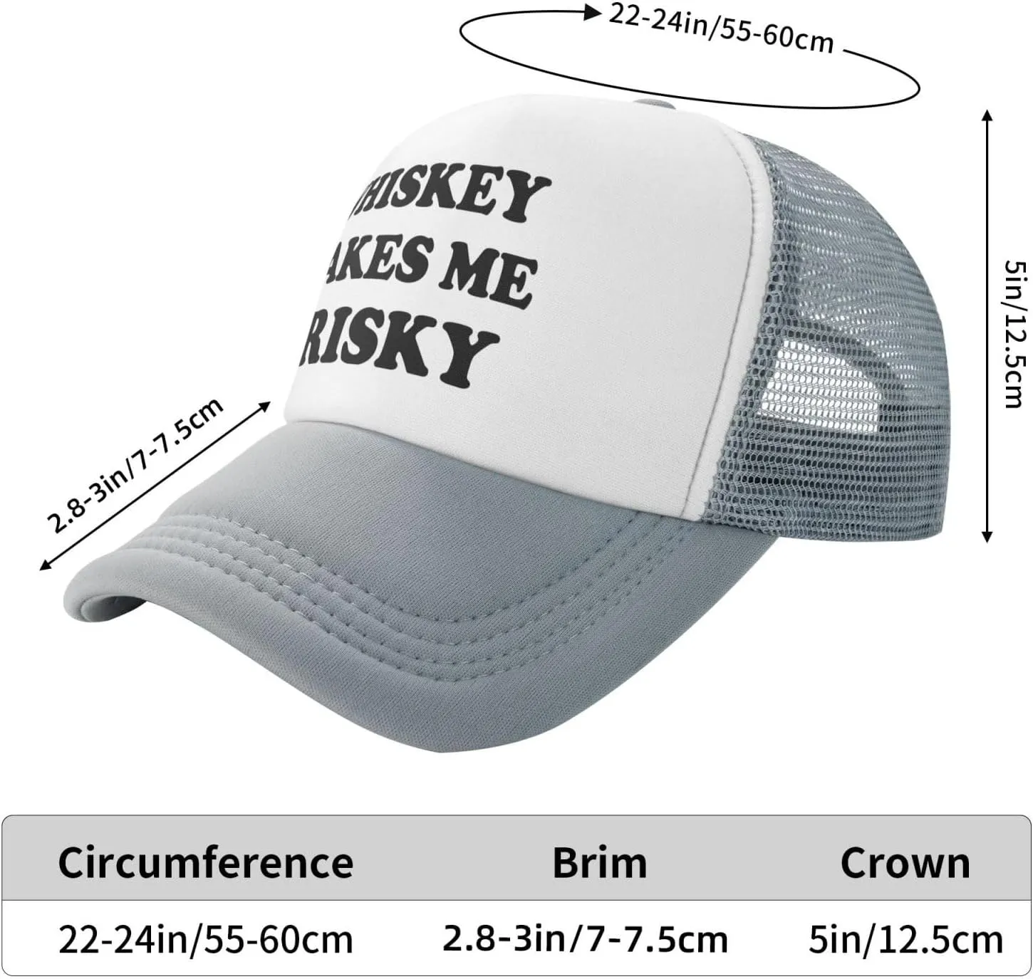 Whiskey-Makes-Me-Frisky Trucker Hat Funny Hats Men Women Adult Dirty Humor Vintage Snapback Baseball Cap