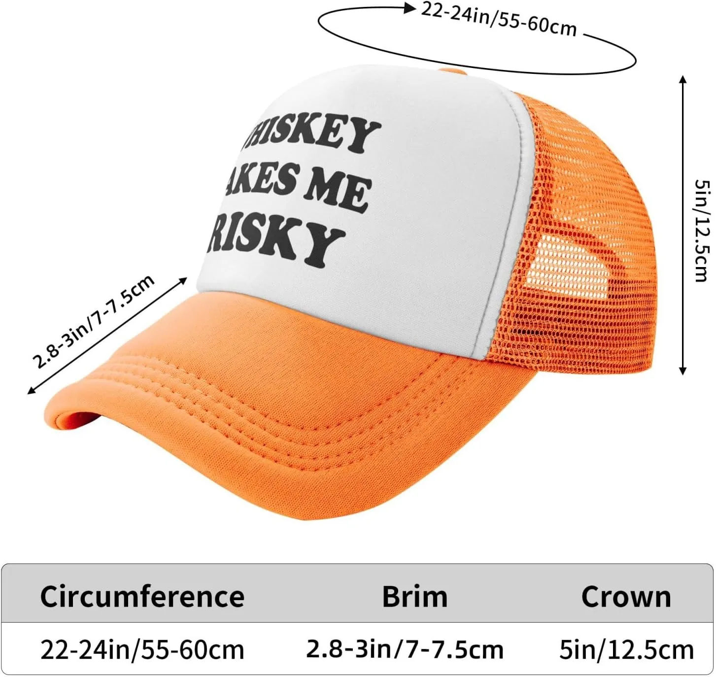 Whiskey-Makes-Me-Frisky Trucker Hat Funny Hats Men Women Adult Dirty Humor Vintage Snapback Baseball Cap