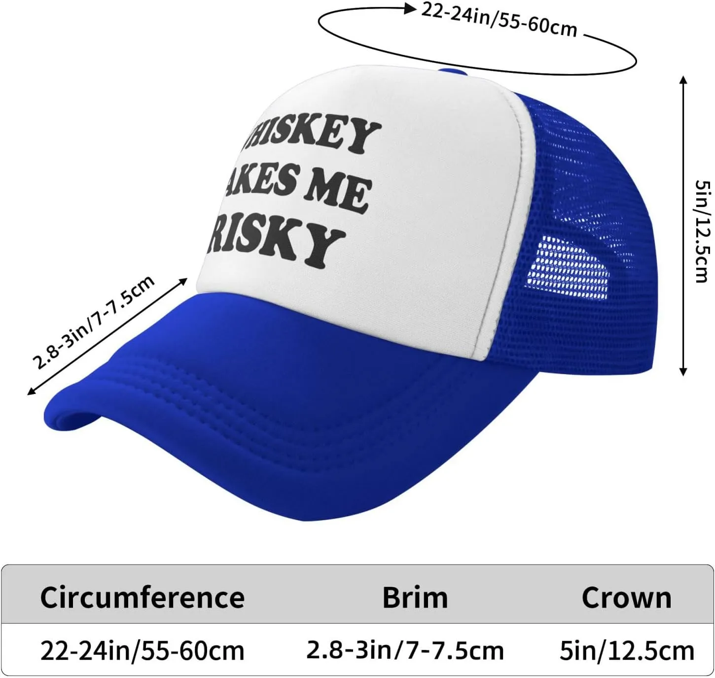 Whiskey-Makes-Me-Frisky Trucker Hat Funny Hats Men Women Adult Dirty Humor Vintage Snapback Baseball Cap