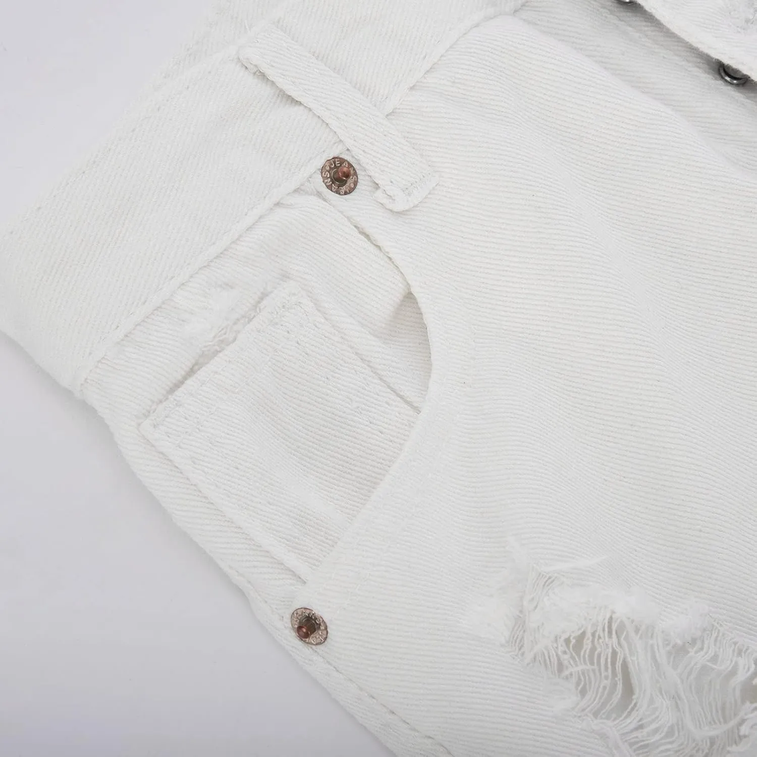 White Jean Shorts for Women Mid Rise Trendy Casual Summer Stretchy Ripped Denim Shorts Fashion Button Cuffed Shorts