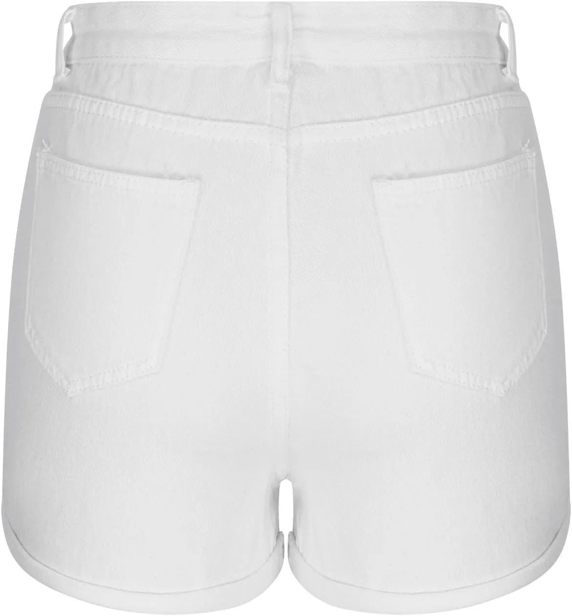 White Jean Shorts for Women Mid Rise Trendy Casual Summer Stretchy Ripped Denim Shorts Fashion Button Cuffed Shorts