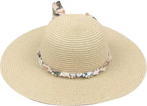 Wide Brim Floppy Straw Sun Hat Women's Girls Summer Flat Beach Bucket Hat Travel Foldable UV Protection Fishman Hat