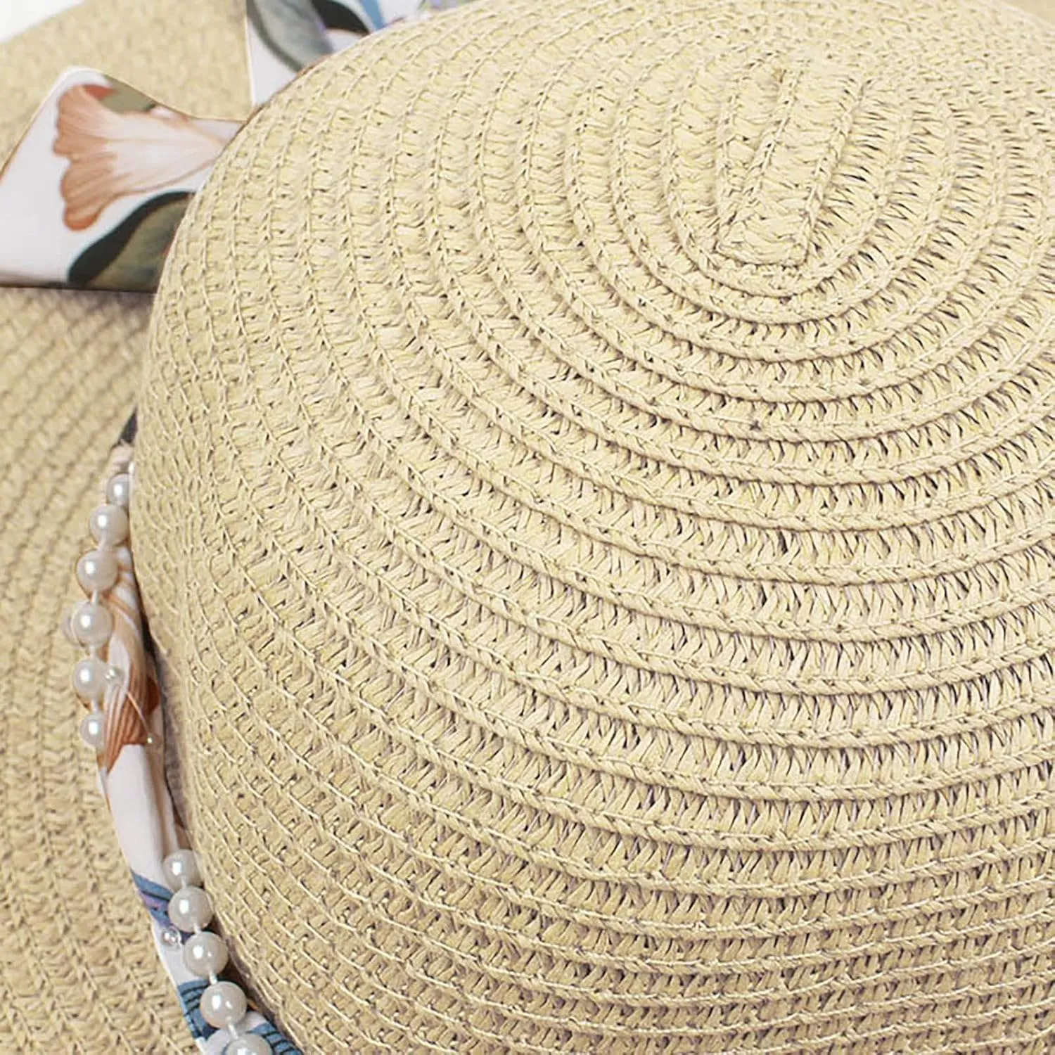 Wide Brim Floppy Straw Sun Hat Women's Girls Summer Flat Beach Bucket Hat Travel Foldable UV Protection Fishman Hat