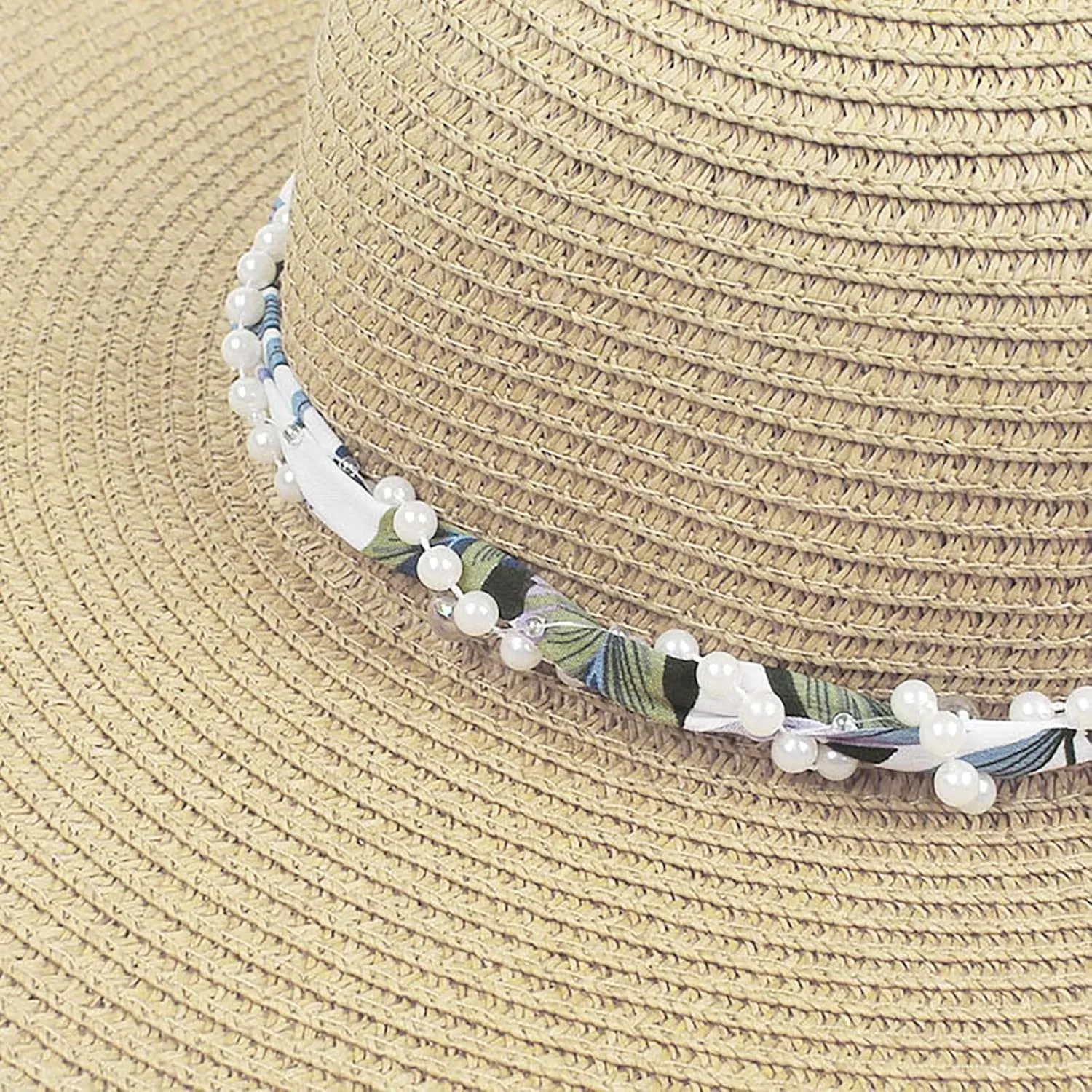 Wide Brim Floppy Straw Sun Hat Women's Girls Summer Flat Beach Bucket Hat Travel Foldable UV Protection Fishman Hat