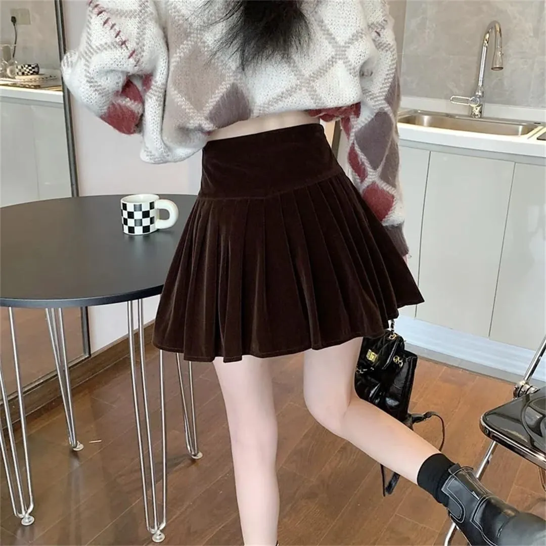 Women Casual Black Mini Skirts A Line Elegant Clothes High Waist Harajuku Pleated Skirt