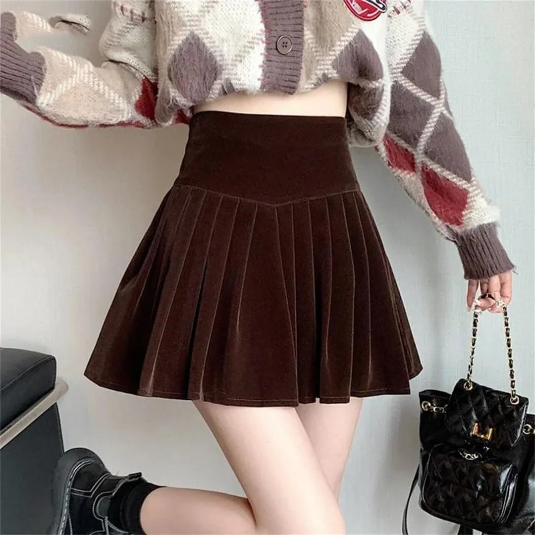 Women Casual Black Mini Skirts A Line Elegant Clothes High Waist Harajuku Pleated Skirt