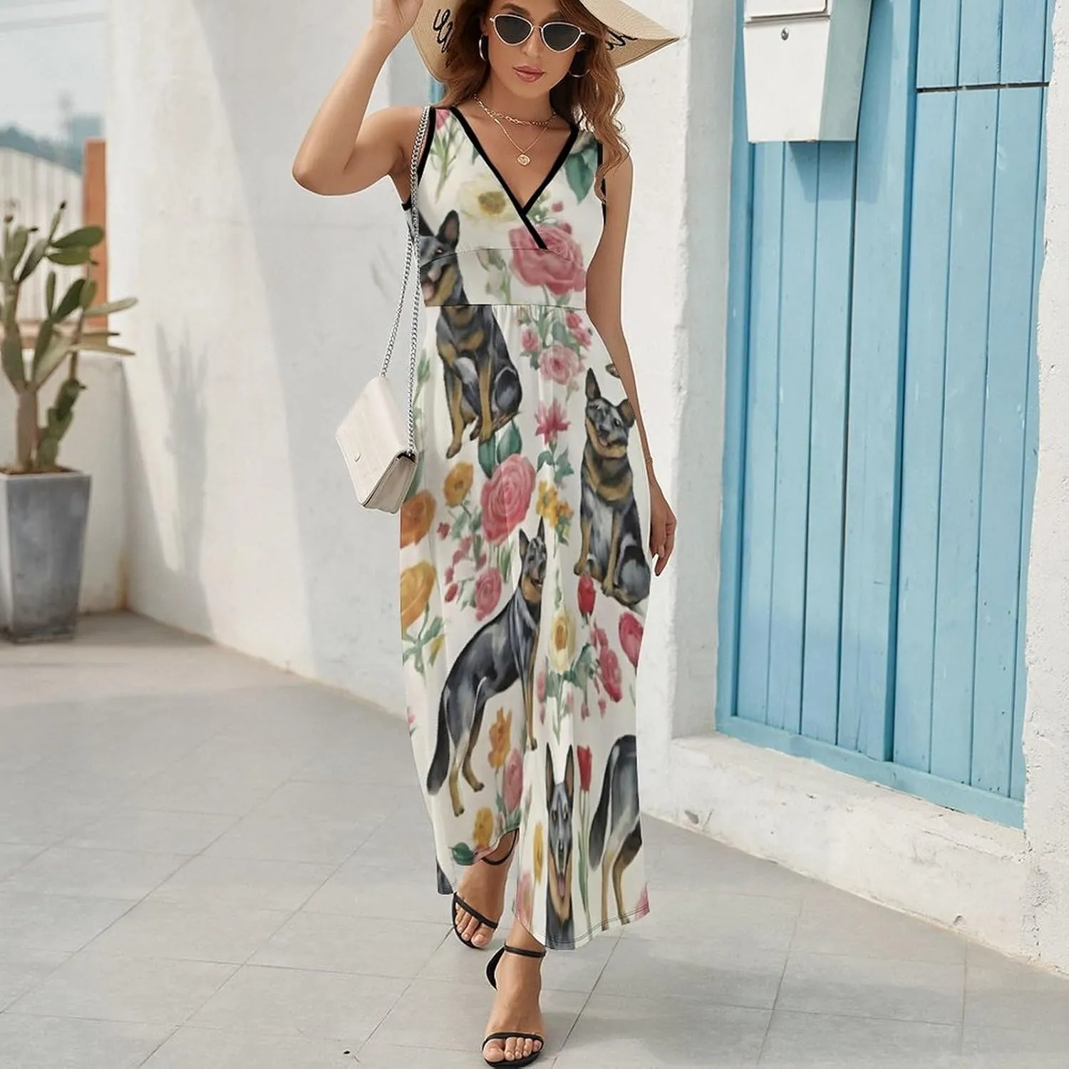 Women Girls Wrap Sleeveless Flared Midi Dress for Vacation Party Wedding