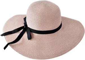 Women Ladies Floppy Beach Sun Foldable Cap New Summer Wide Brim Straw Hat Bucket Cap for Beach Fishing Hiking