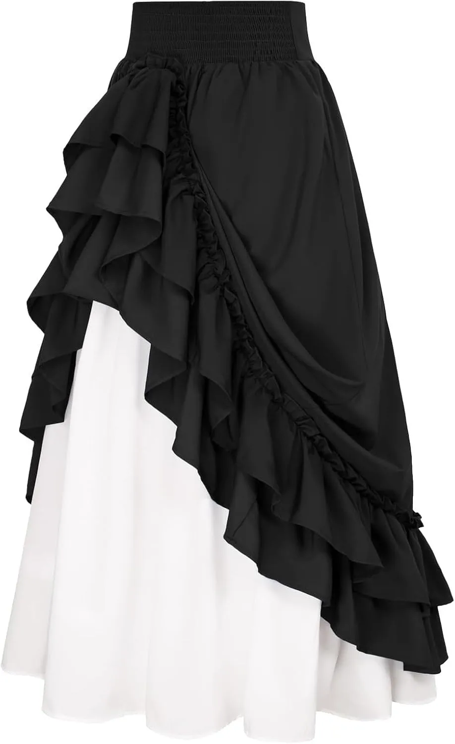 Women Medieval Gothic Steampunk Asymmetrical High Low Skirt Pirate Skirt Peasant Maxi High Waist Skirts