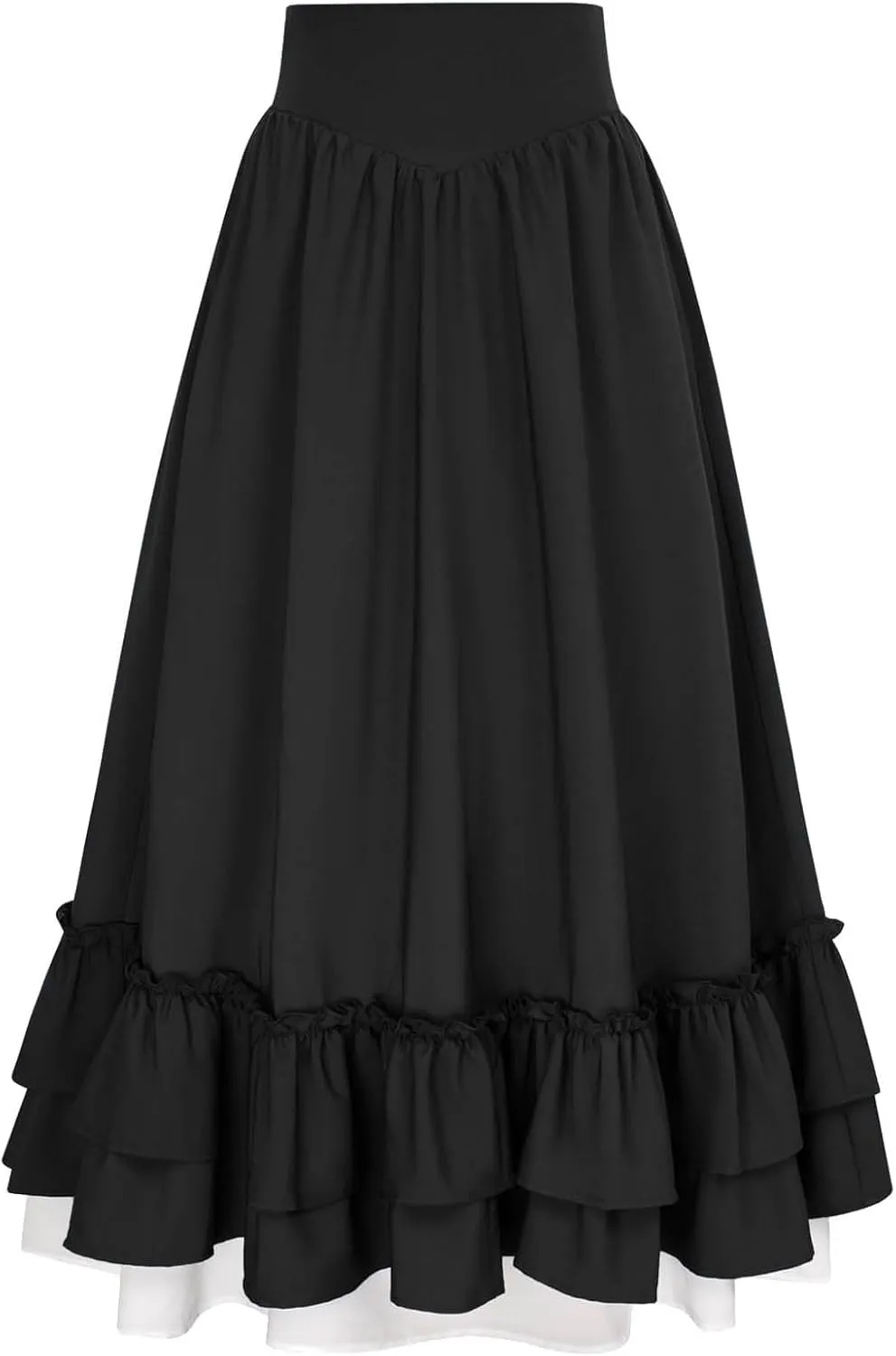 Women Medieval Gothic Steampunk Asymmetrical High Low Skirt Pirate Skirt Peasant Maxi High Waist Skirts