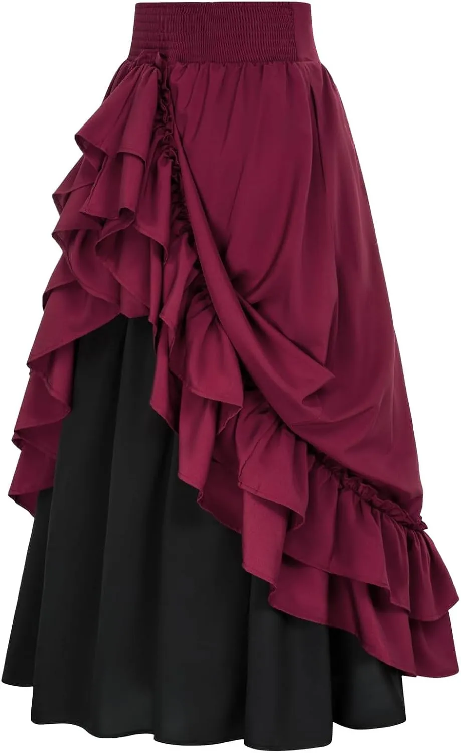 Women Medieval Gothic Steampunk Asymmetrical High Low Skirt Pirate Skirt Peasant Maxi High Waist Skirts