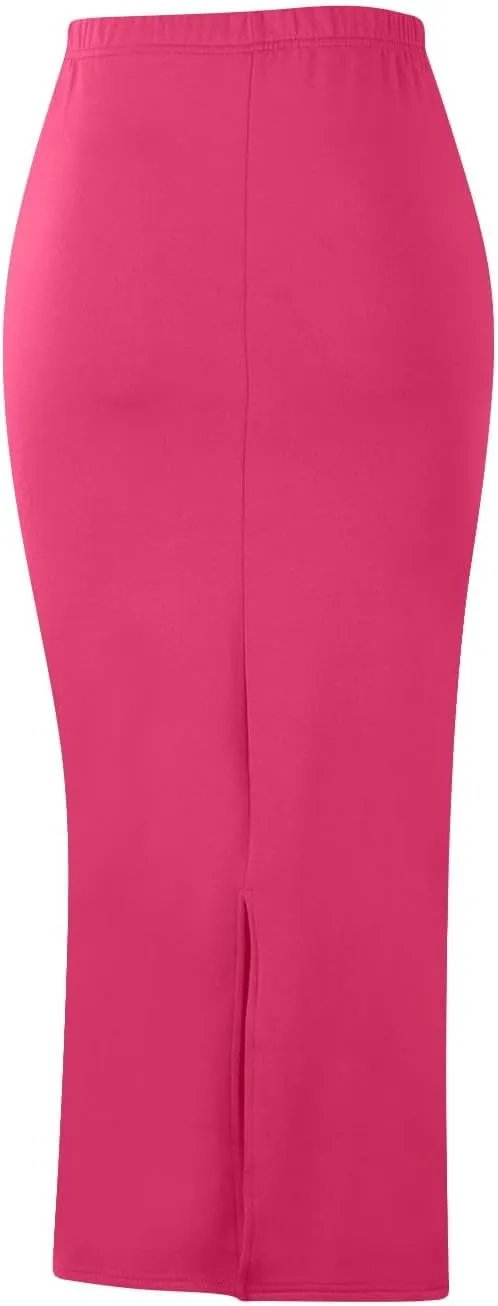 Women Sexy Bodycon Pencil Long Skirt, Solid Color Basic Wrap Slim Fit Skirts Business Elegant Casual Work Office Clothes