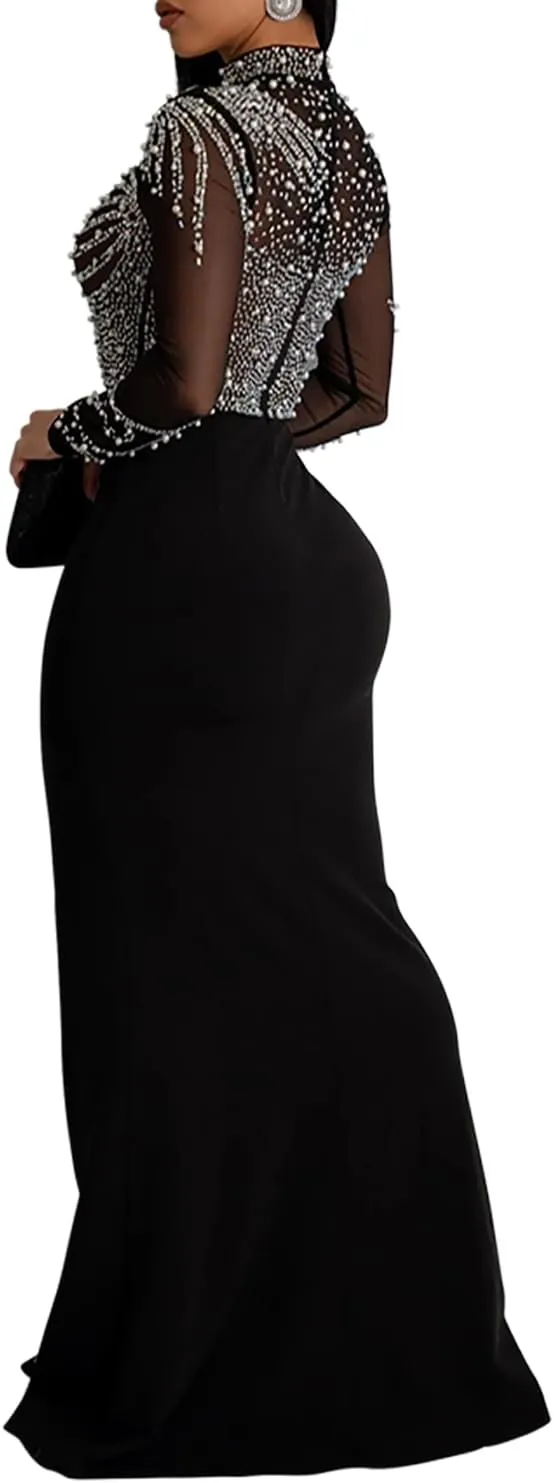 Women Sleeveless Off Shoulder Split Evening Cocktail Long Dress
