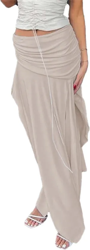 Women Solid High Waisted Asymmetrical Long Skirts Holiday Vacation Clothing