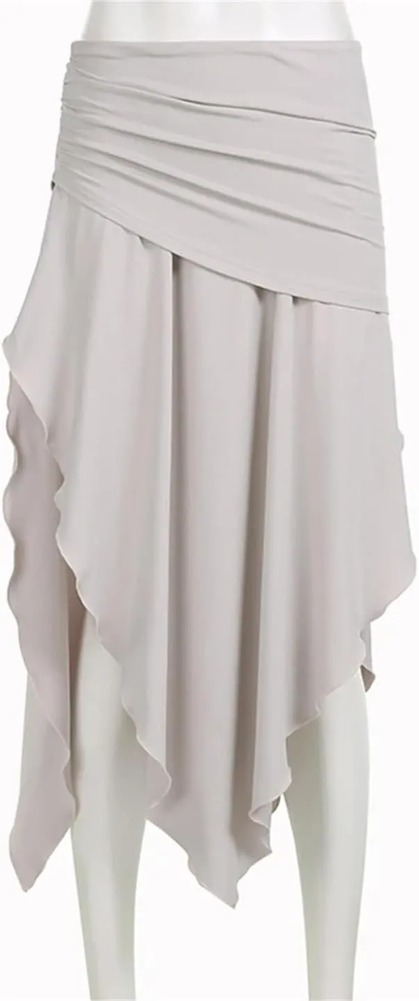 Women Solid High Waisted Asymmetrical Long Skirts Holiday Vacation Clothing