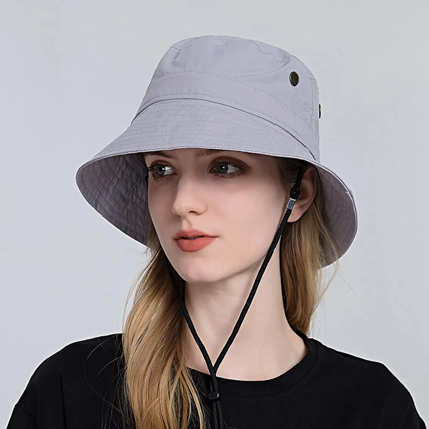 Women Sun Hat Wide Brim Sunscreen Bucket Hat Adjustable Sunshade Beach Hat Summer Fisherman Hats with Strings