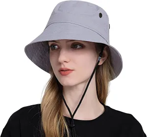Women Sun Hat Wide Brim Sunscreen Bucket Hat Adjustable Sunshade Beach Hat Summer Fisherman Hats with Strings