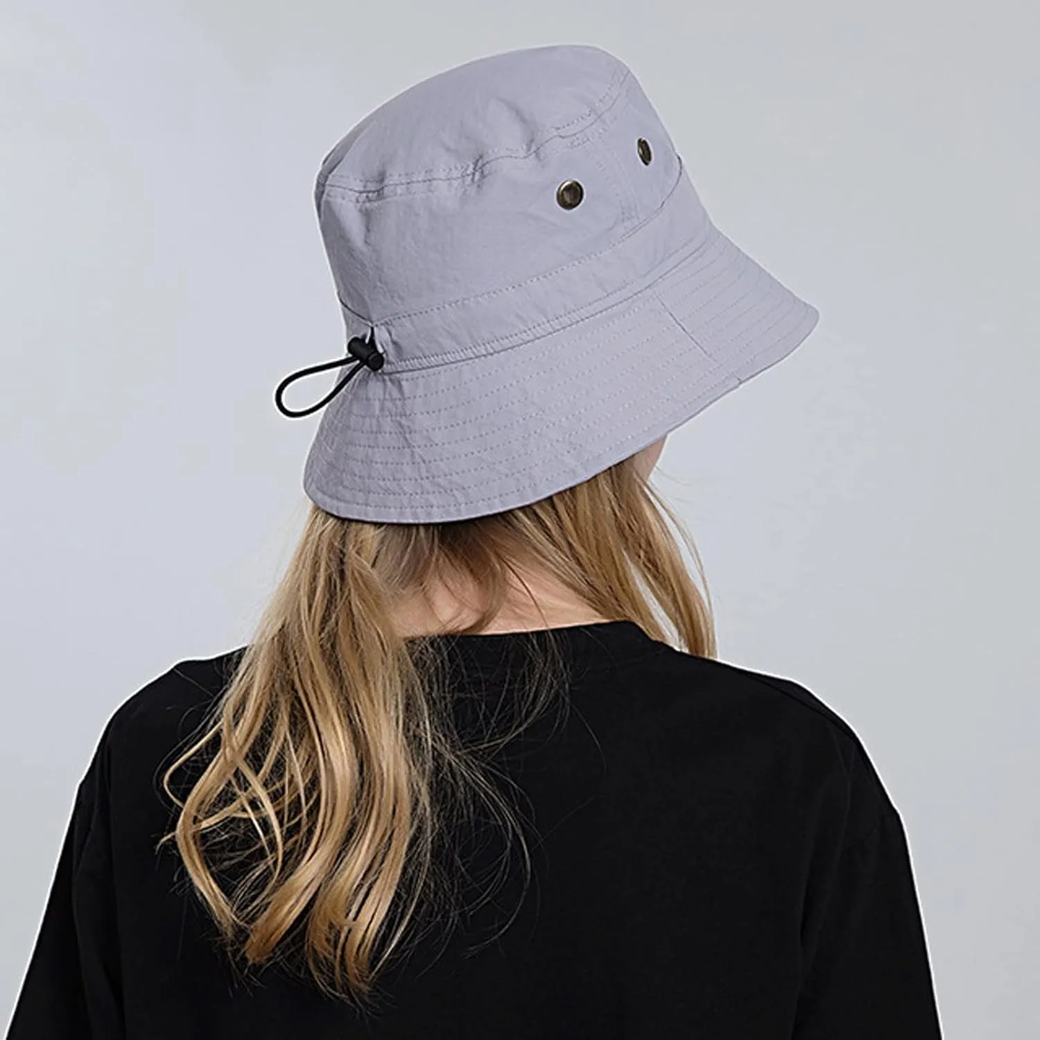 Women Sun Hat Wide Brim Sunscreen Bucket Hat Adjustable Sunshade Beach Hat Summer Fisherman Hats with Strings