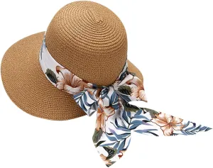 Women Wide Brim Sun Hat Straw Summer Hat Big Floppy Foldable Roll up Cap Beach Sun Hat UPF 50 