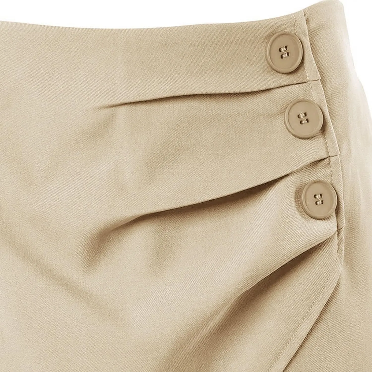 Womens Button Front Wrap Skirts High Waist Tummy Control Dressy Skorts Summer Solid Ruffle Casual Workwear Outfits