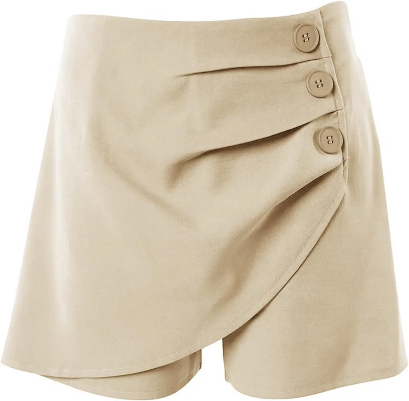 Womens Button Front Wrap Skirts High Waist Tummy Control Dressy Skorts Summer Solid Ruffle Casual Workwear Outfits