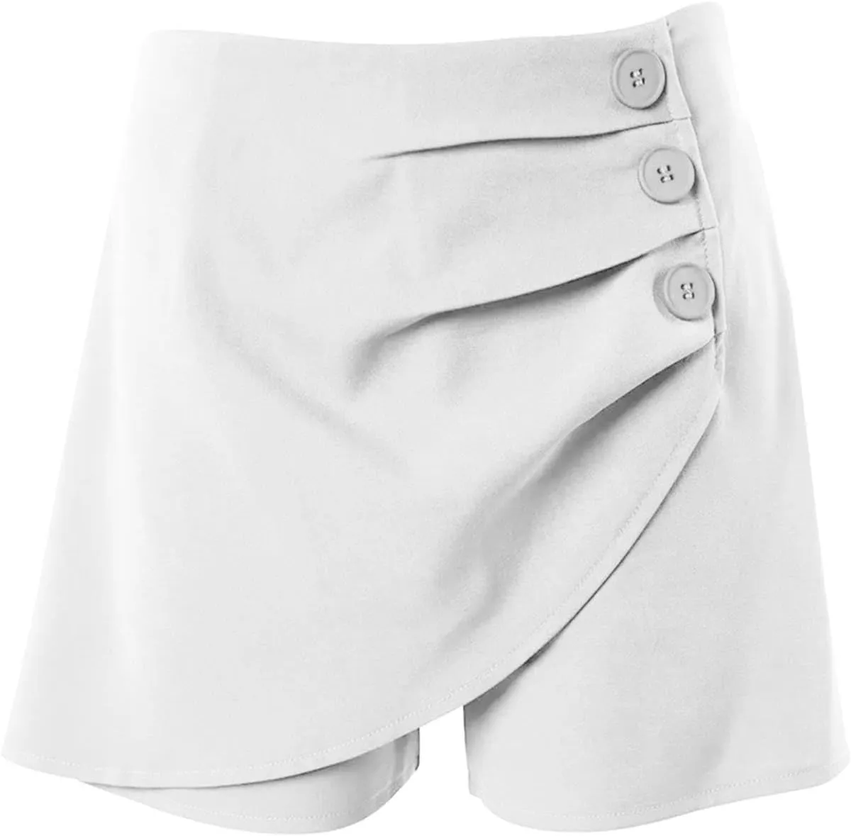Womens Button Front Wrap Skirts High Waist Tummy Control Dressy Skorts Summer Solid Ruffle Casual Workwear Outfits