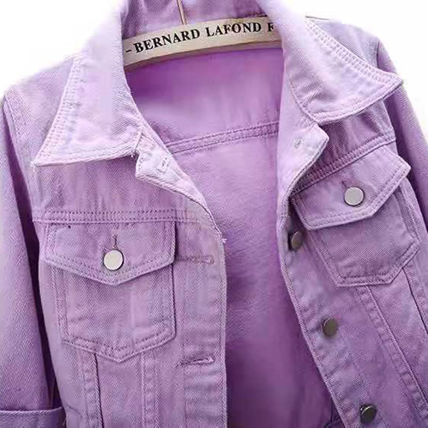 Women's Casual Denim Jackets Detachable Hoodie 3/4 Sleeve Cropped Denim Jacket Basic Button Jean Coats with Pockets